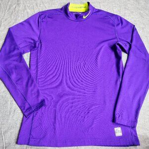 Nike Pro Combat Shirt Fitted Hyperwarm Long Sleeve Purple Green Medium Adult